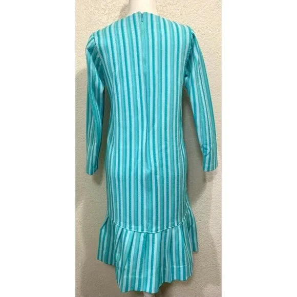 Handmade Vintage 80s Blue Long Sleeve Dress - Picture 3 of 6